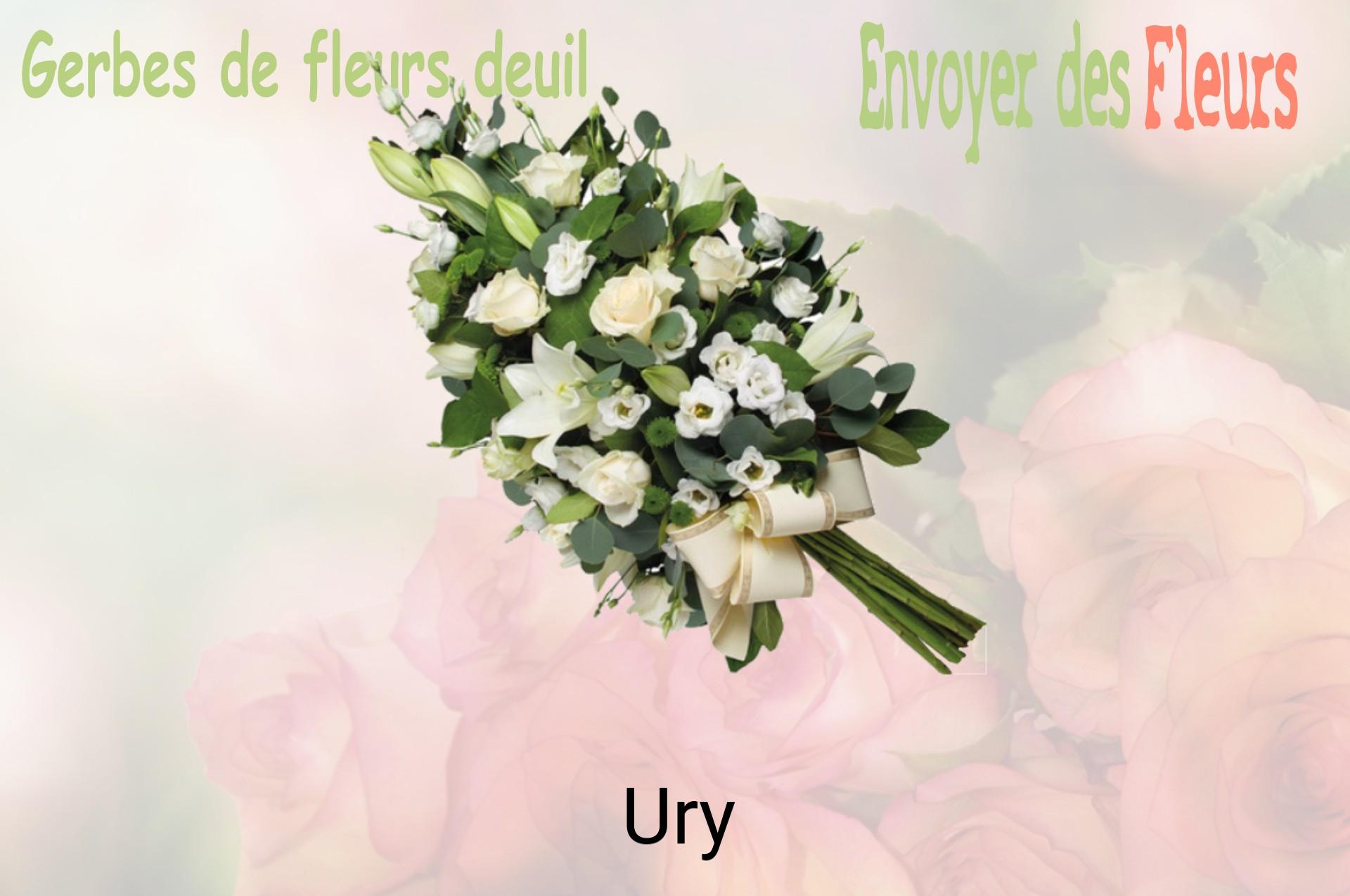 Gerbe de fleurs de deuil livrée à Ury
